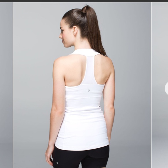 Lululemon White scoop neck tank- Throwback - Picture 2 of 6
